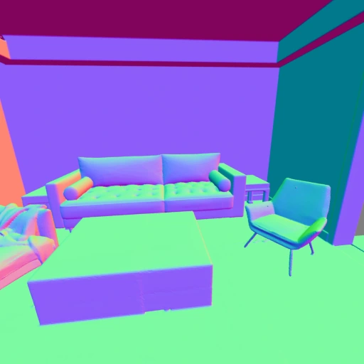 Surface normals of reconstructed furniture and walls